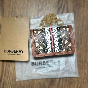 Burberry Monogram Card Holder With Gold Chain